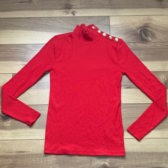 J Crew Vintage Ribbed Turleneck Gold Buttons - Picture 3 of 11